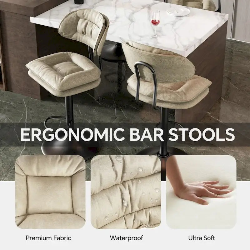 Lot de 2 tabourets de bar pivotants réglables en hauteur