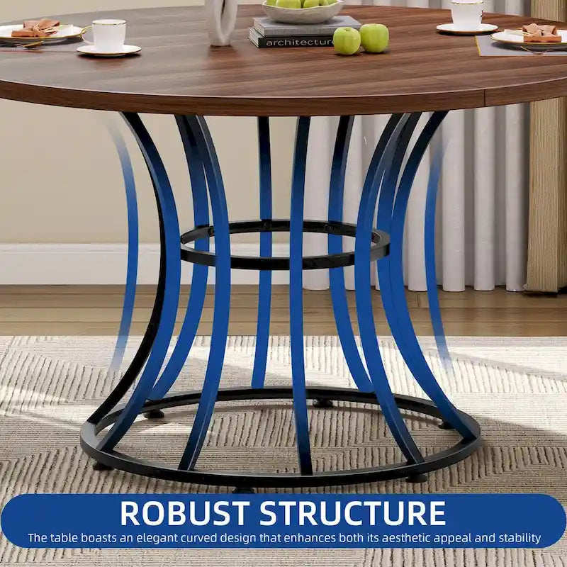 Moasis Table à manger ronde de 45 po en similicuir marbre, pour 4 à 6 personnes