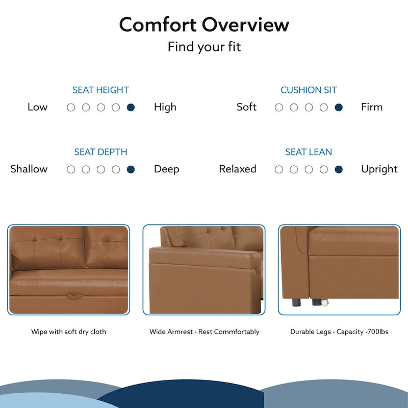 Canapé sectionnel convertible en L avec rangement, canapé-lit moderne pour salon