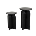 Table d'appoint ou de chevet piédestal sculptée en bois géométrique grès Art Déco - Lot de 2 noires - Roche River Decor