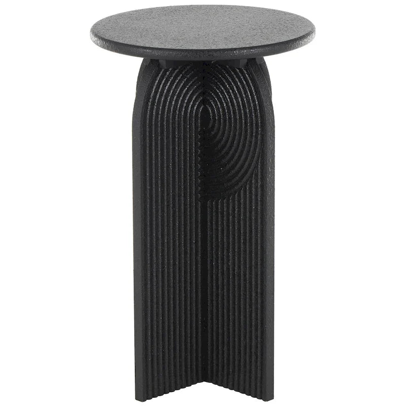 Table d'appoint ou de chevet piédestal sculptée en bois géométrique grès Art Déco - Lot de 2 noires - Roche River Decor