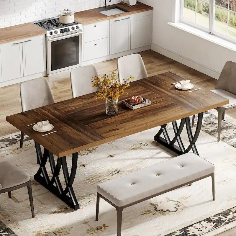 Table de salle à manger de 180 cm avec cadre en métal pour la maison