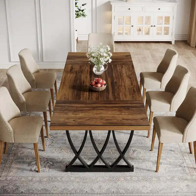 Table de salle à manger de 180 cm avec cadre en métal pour la maison