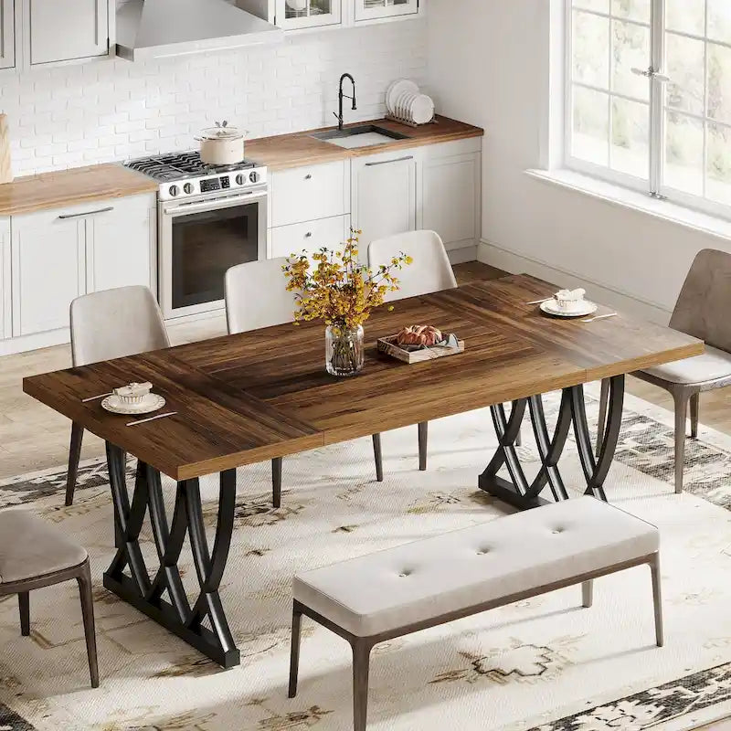 Table de salle à manger de 180 cm avec cadre en métal pour la maison