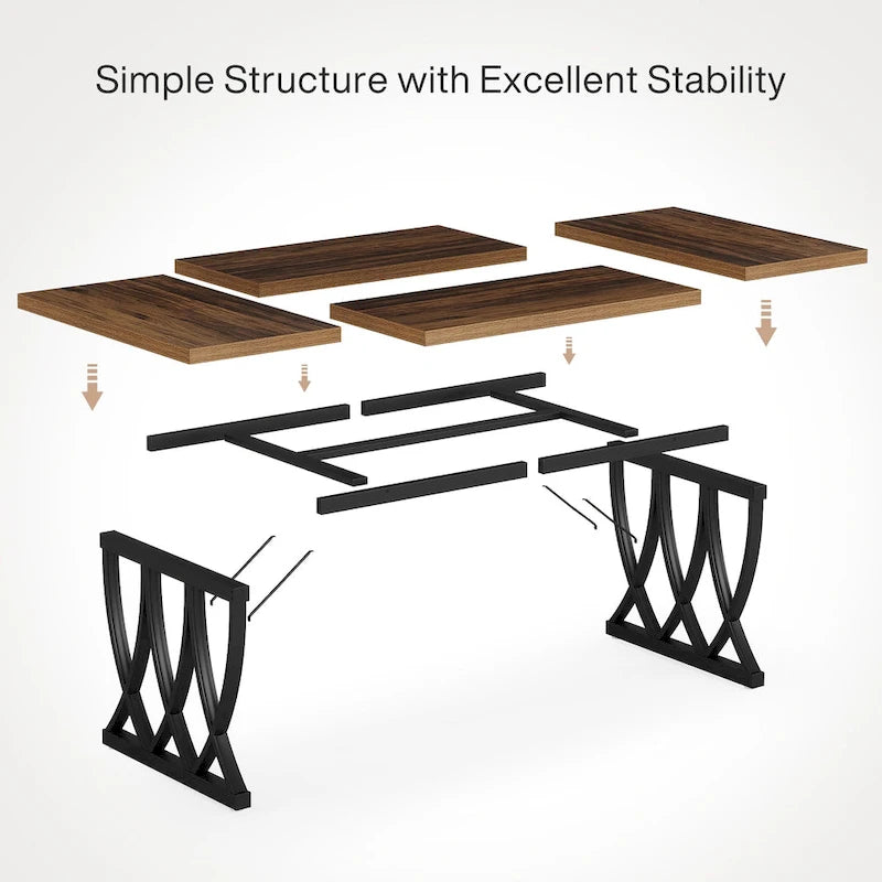 Table de salle à manger de 180 cm avec cadre en métal pour la maison