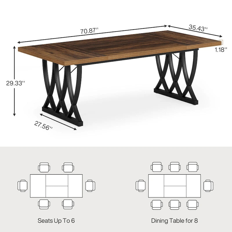 Table de salle à manger de 180 cm avec cadre en métal pour la maison