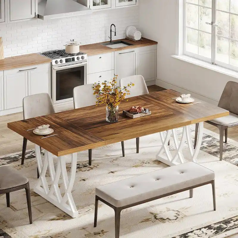 Table de salle à manger de 180 cm avec cadre en métal pour la maison