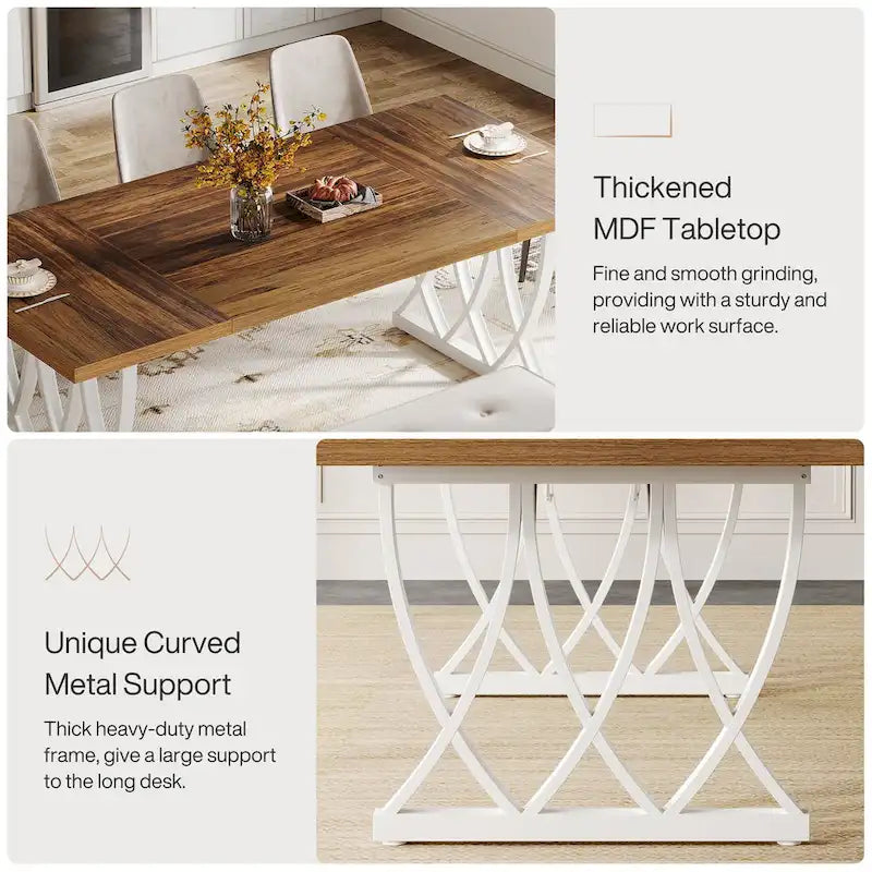 Table de salle à manger de 180 cm avec cadre en métal pour la maison