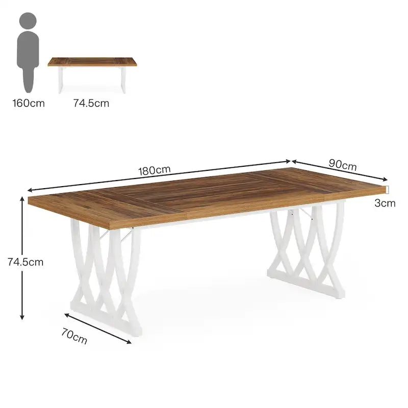 Table de salle à manger de 180 cm avec cadre en métal pour la maison