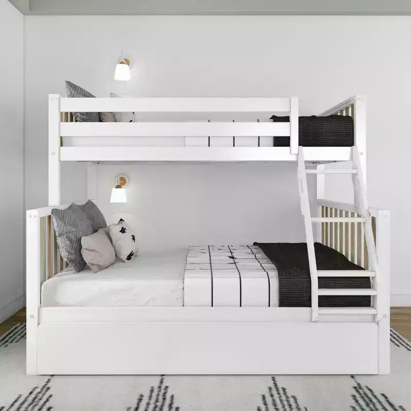 Lit superposé Max & Lily une place au-dessus d'un lit double avec lit gigogne, lits superposés pour enfants en bois massif de style scandinave