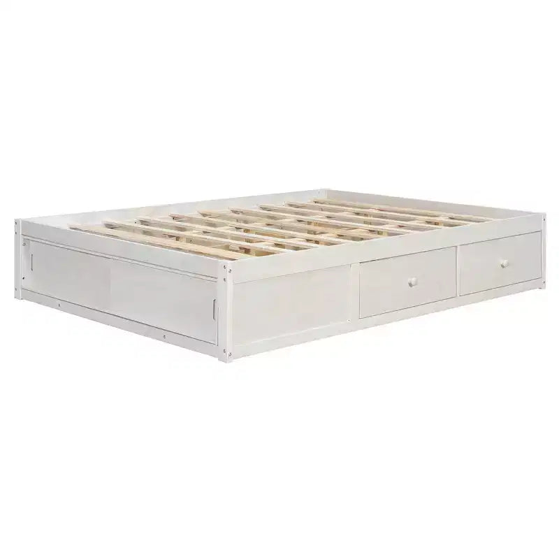 Cadre de lit plateforme Whisen Queen avec 4 tiroirs de rangement et rangement dans le pied de lit