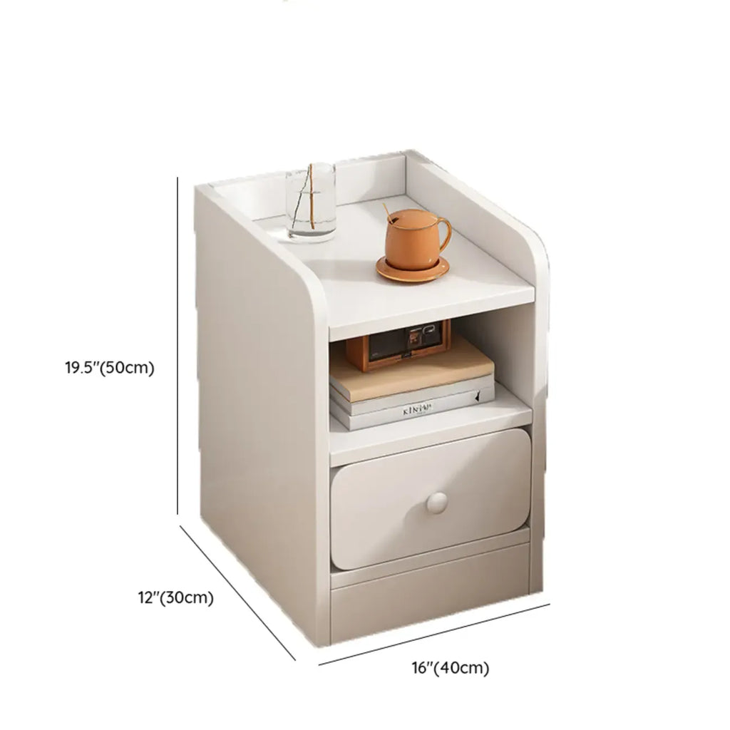 Table de chevet simple en bois naturel blanc à 2 tiroirs