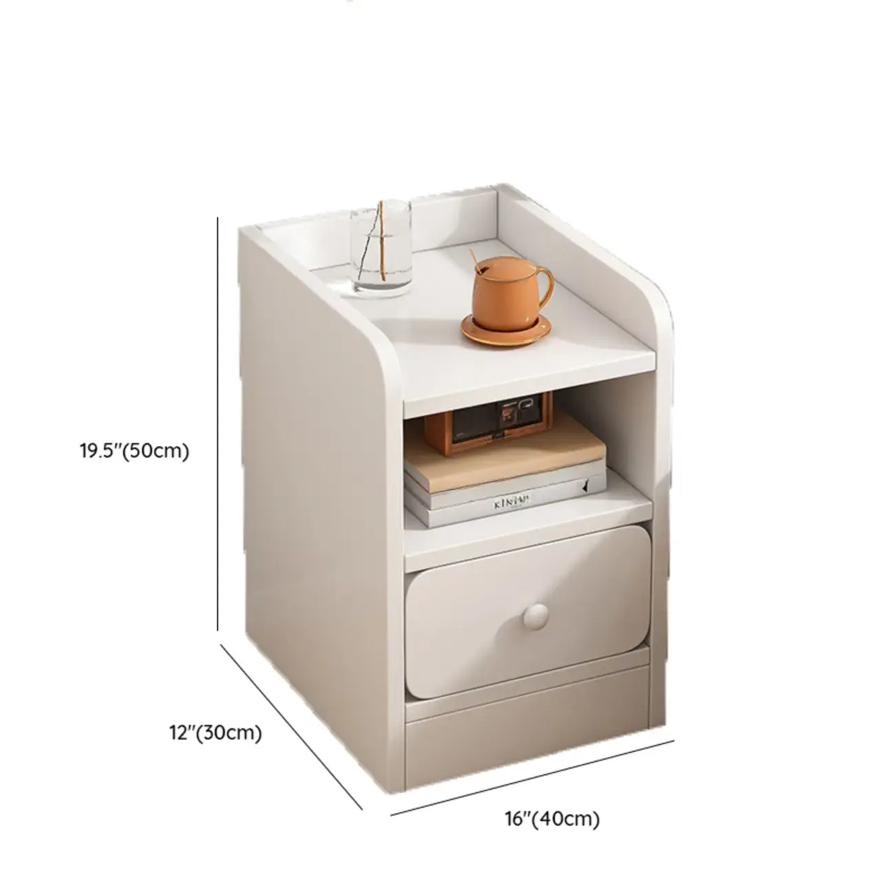 Table de chevet simple en bois naturel blanc à 2 tiroirs