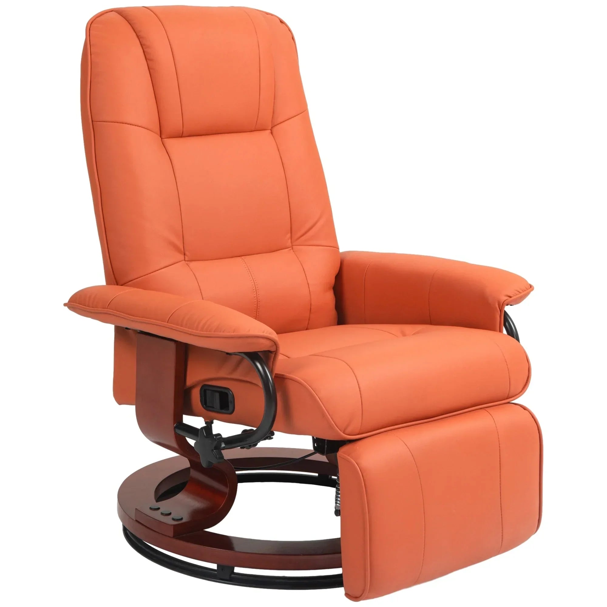 Fauteuil inclinable manuel pivotant en similicuir HomCom avec repose-pieds confortable et relaxant
