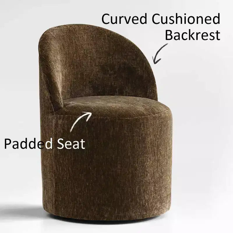 Ensemble de salle à manger moderne pour 6 personnes, table à manger ronde avec pied central, chaises de salle à manger pivotantes à roulettes, tissu chenille texturé - Panipeachy
