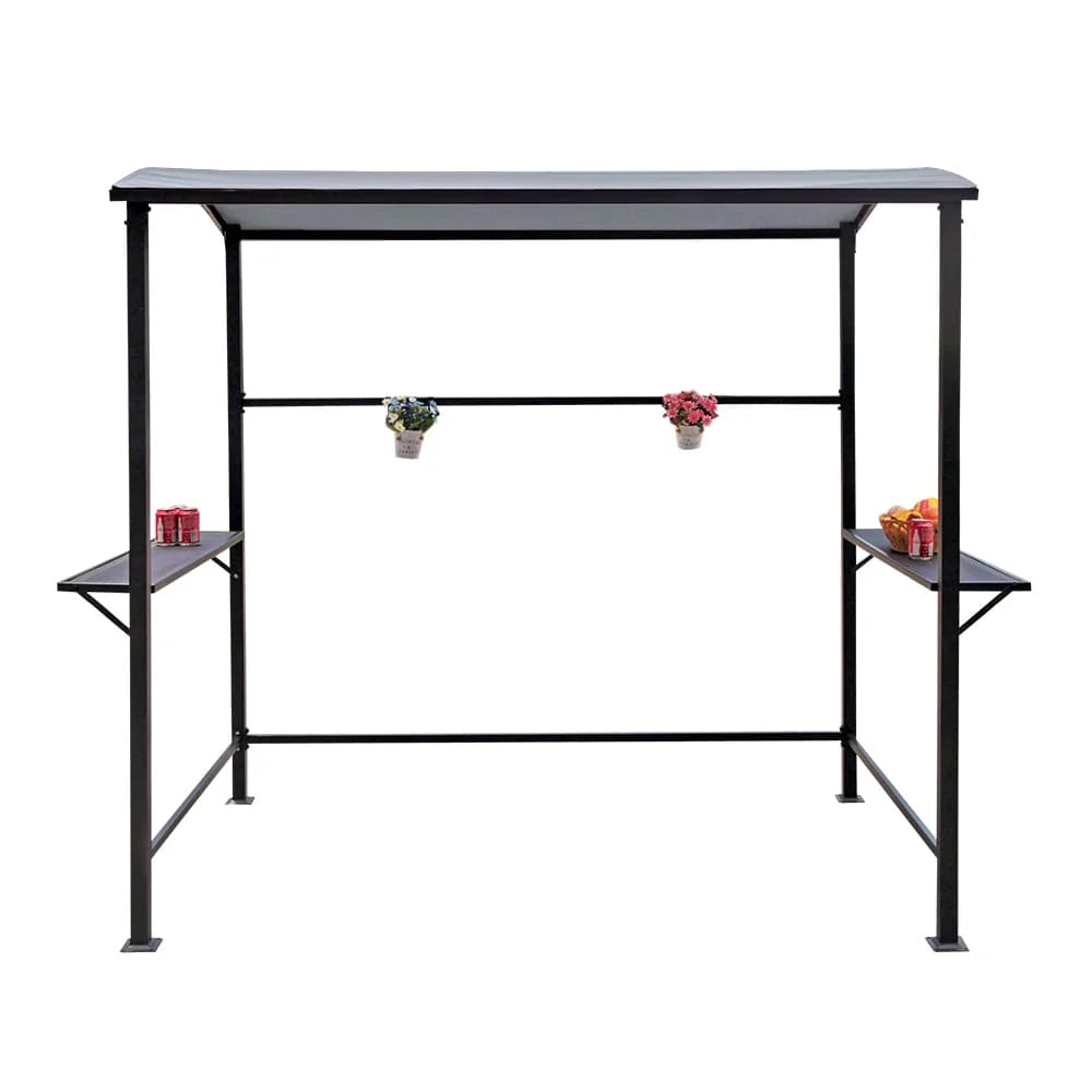 Abri barbecue en acier avec auvent, 1,5 x 2,4 m