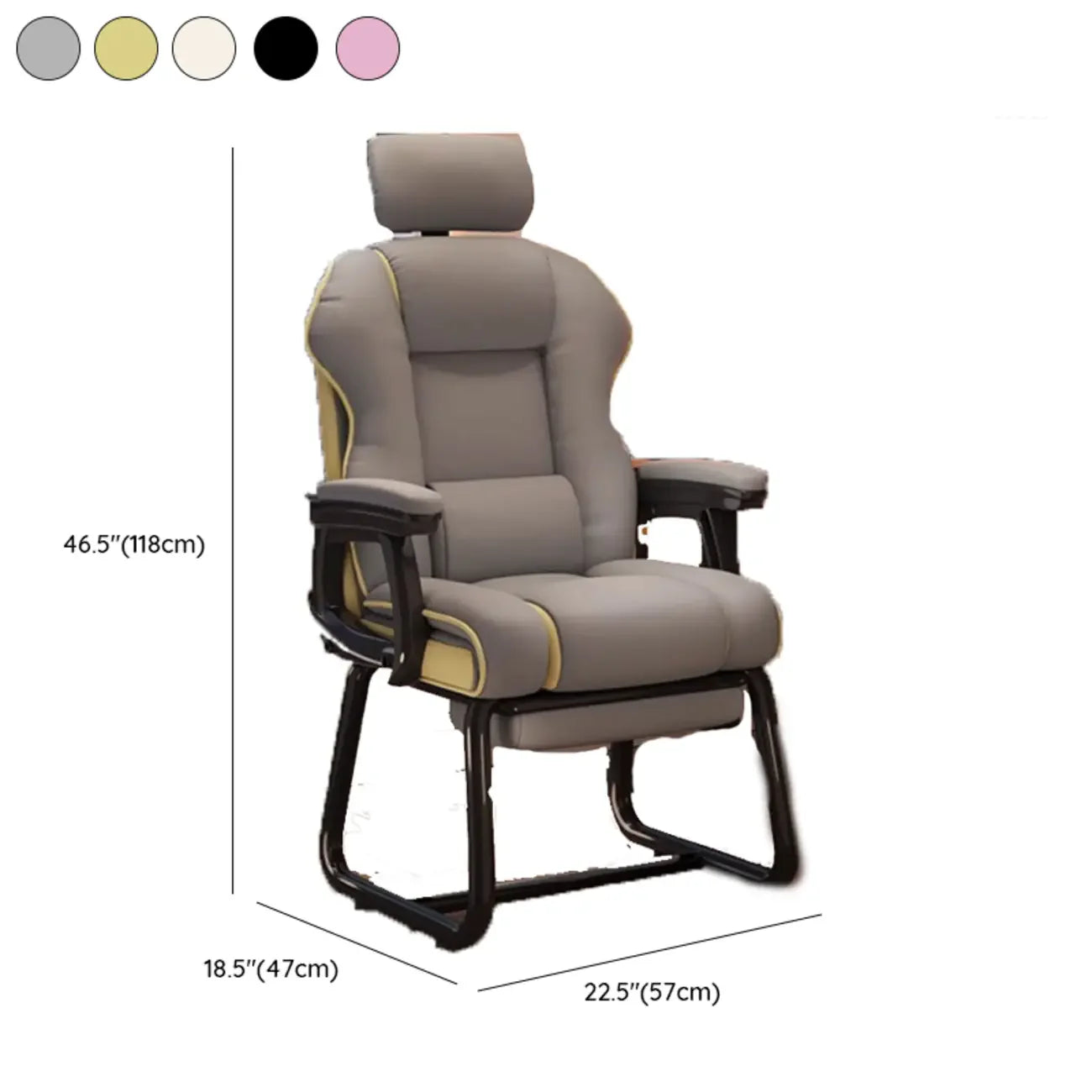 Fauteuil de direction ergonomique en cuir jaune à dossier haut