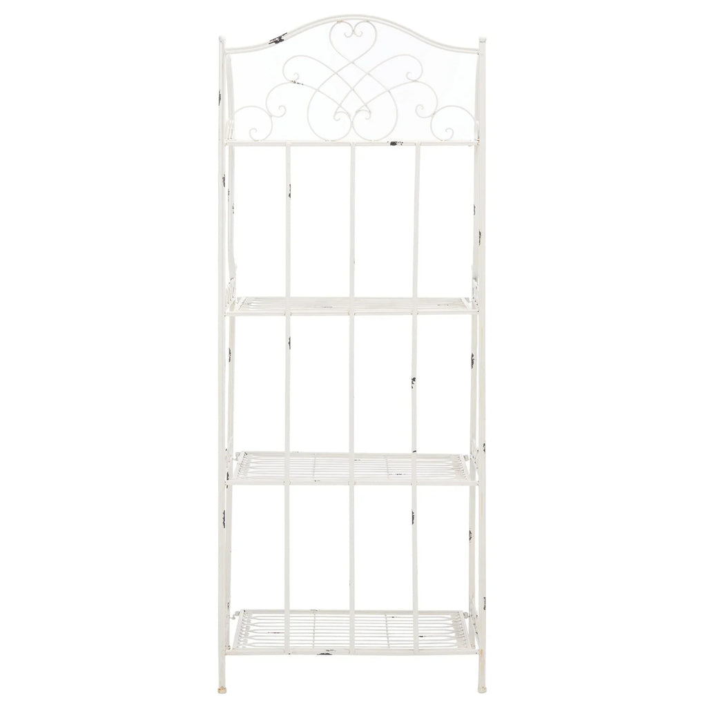 SAFAVIEH Bryn Étagère de boulanger d'extérieur victorienne en fer forgé à 4 niveaux - 63,5 cm l x 38,1 cm P x 160 cm H - 25L x 15P x 63H