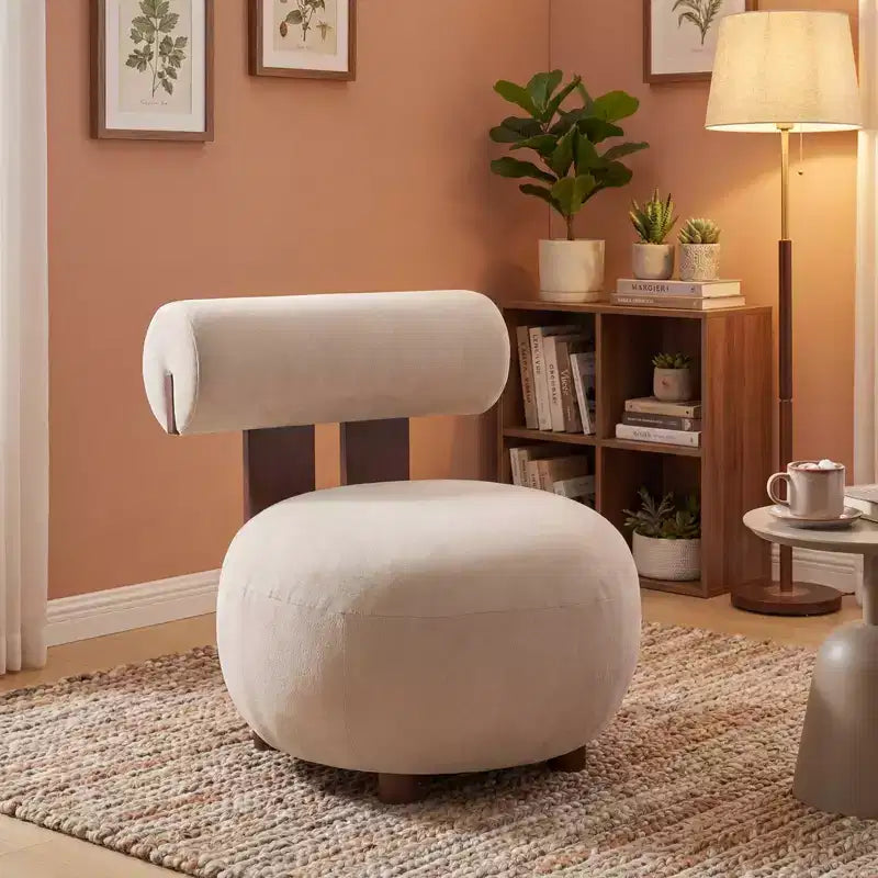 Christopher Knight Home Chariya, fauteuil d'appoint sculptural moderne en velours et bois d'hévéa, avec dossier cylindrique