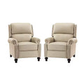 Ensemble de 2 fauteuils inclinables modernes en cuir véritable Elisabete avec garniture cloutée vintage pour salon et chambre à coucher | ART OF LIVING DESIGNS