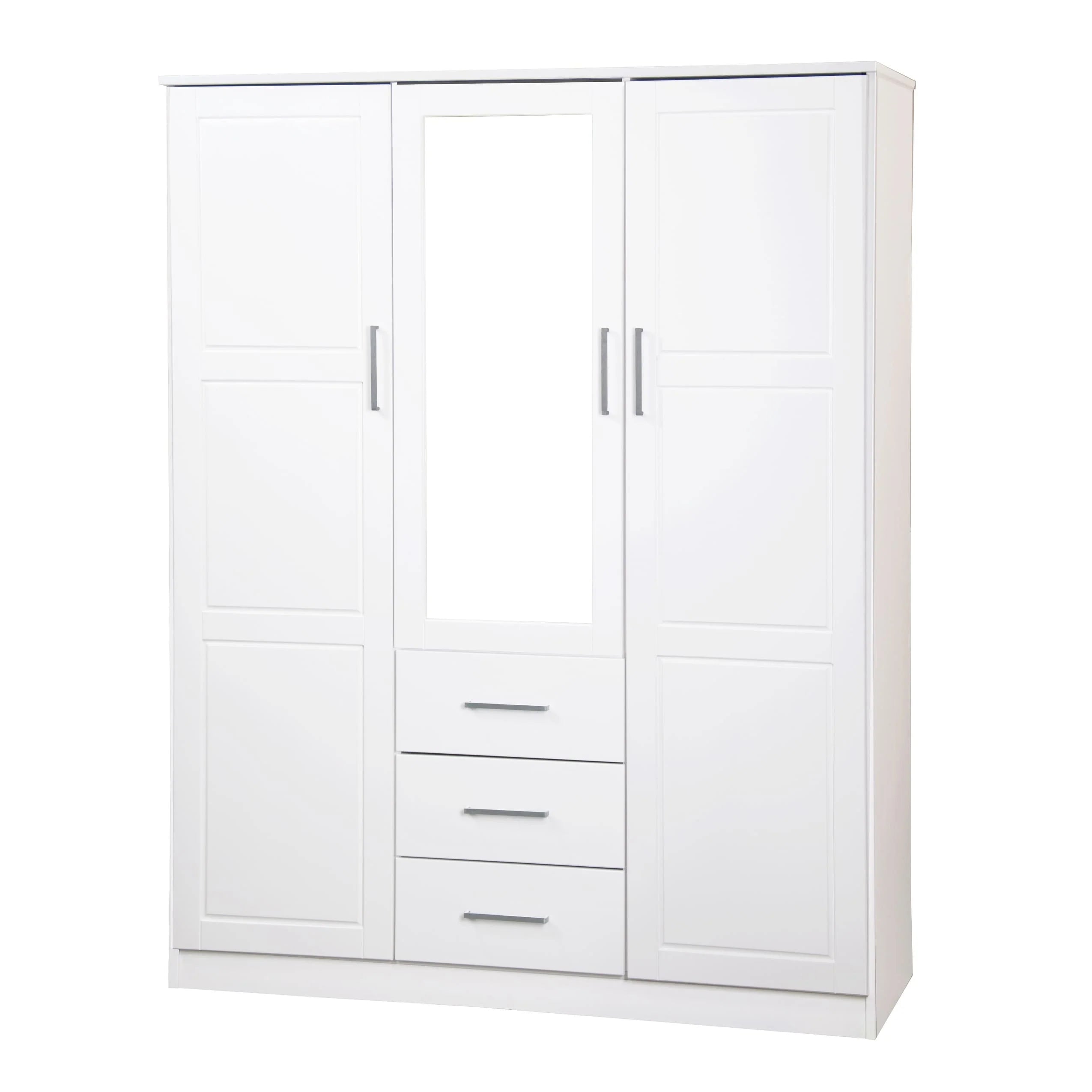 Palace Imports Armoire Cosmo 3 portes 100 % bois massif avec portes en bois massif ou portes miroir