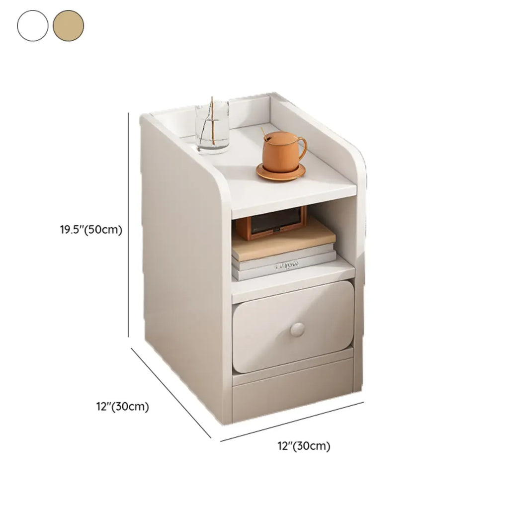 Table de chevet simple en bois naturel blanc à 2 tiroirs