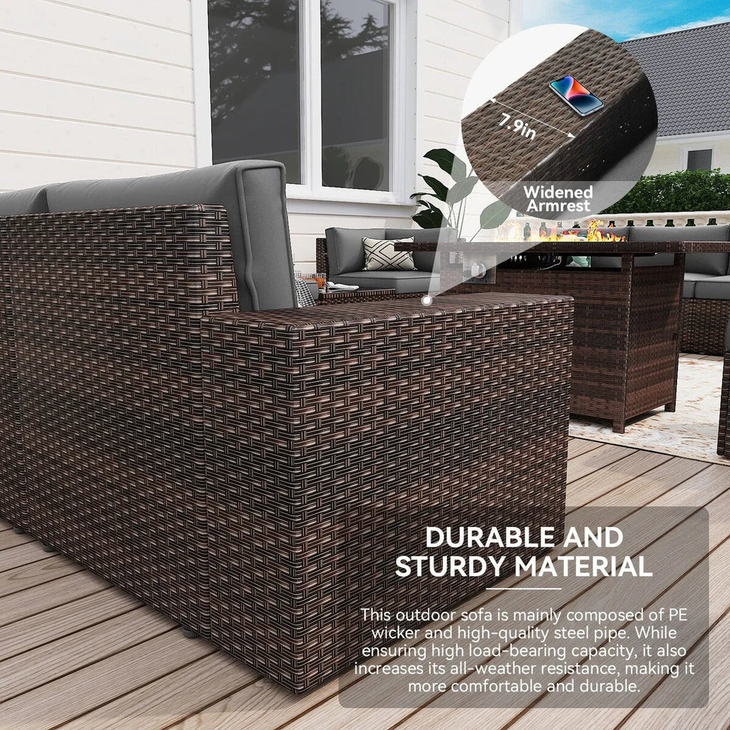 Ensemble de mobilier de jardin 13 pièces avec table brasero de 44 pouces
