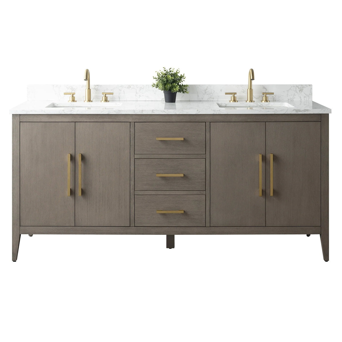 Meuble-lavabo de salle de bain Vanity Art 72 po à double vasque avec dessus en marbre reconstitué