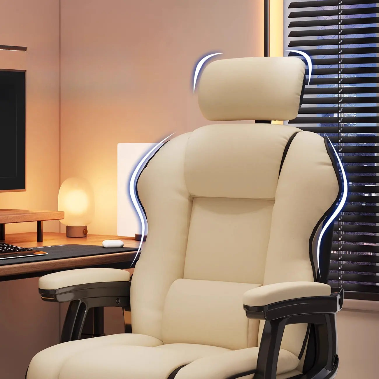 Fauteuil de direction ergonomique en cuir jaune à dossier haut