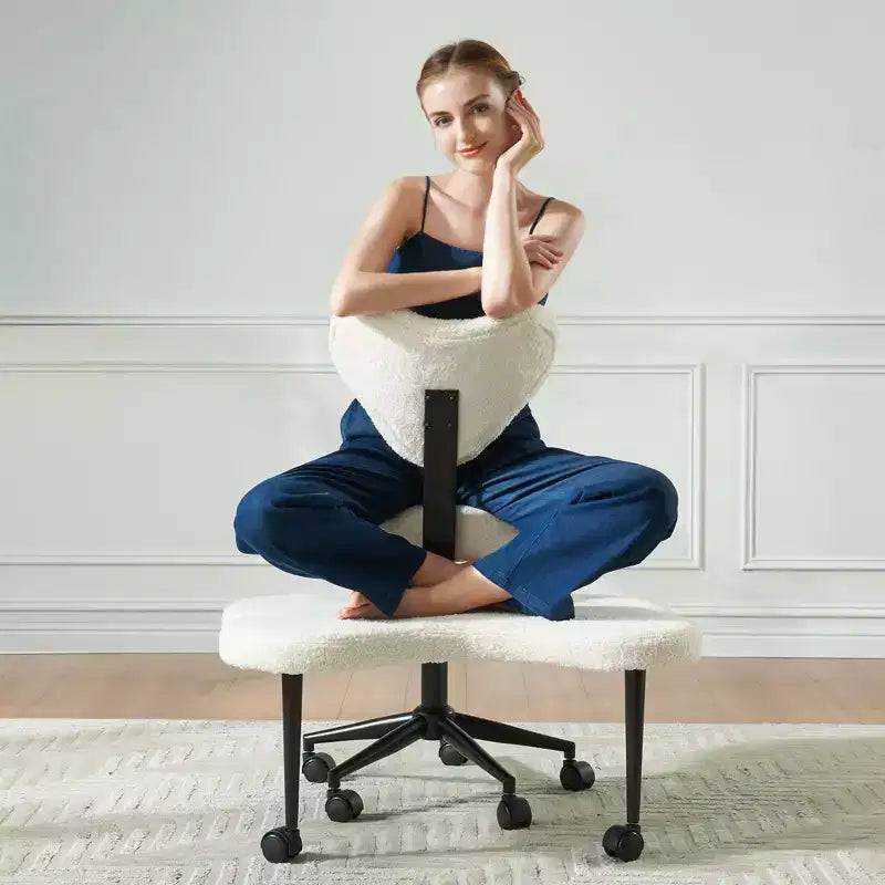 Chaise de bureau ergonomique Pinmoco Criss Cross, Chaise de méditation réglable en hauteur, Pivotante à 360°, Support lombaire, Chaise de travail et de bureau, Chaise TDAH