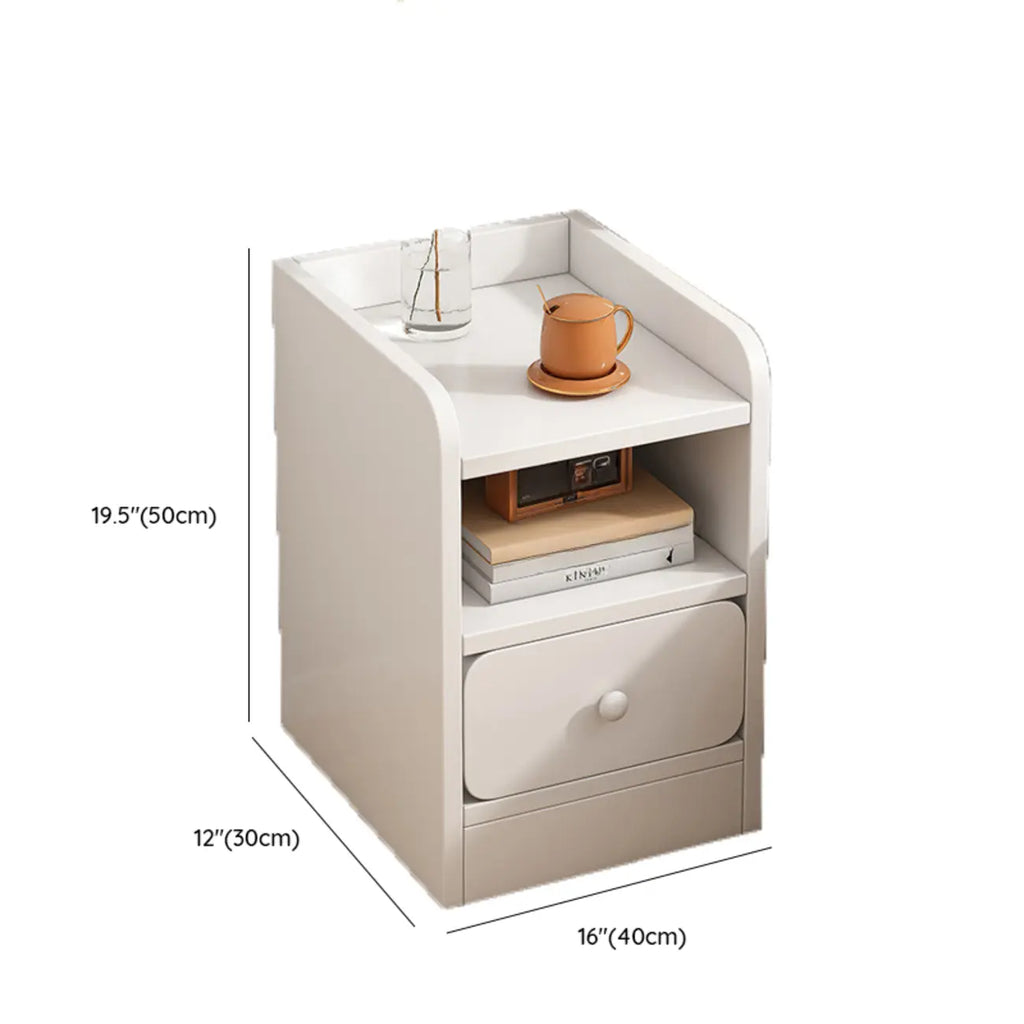 Table de chevet simple en bois naturel blanc à 2 tiroirs