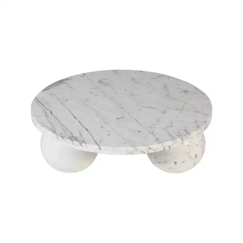 Table basse ronde en marbre avec pieds sphériques, multicolore, 4-6 places