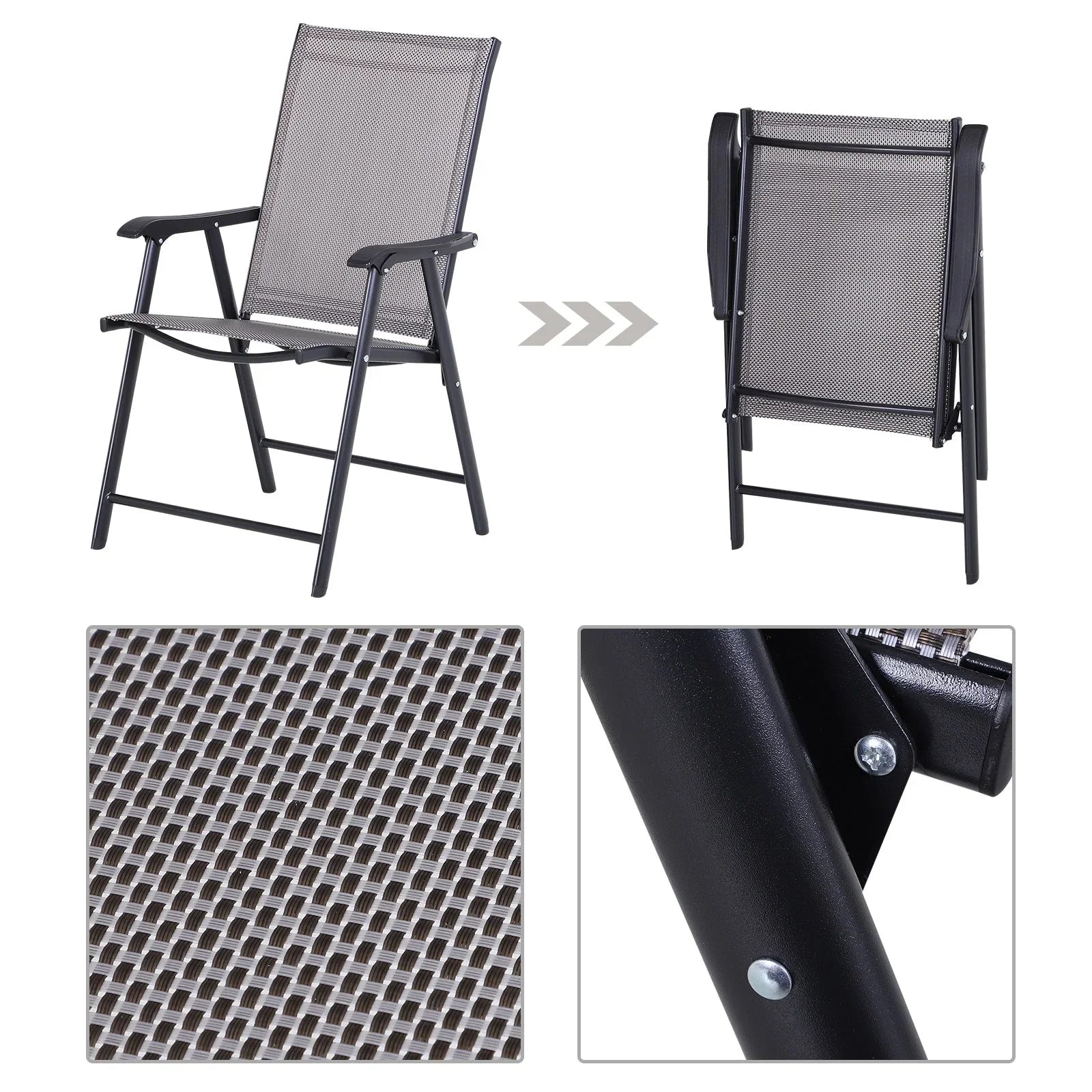 Lot de 4 chaises pliantes Outsunny au design simple et élégant, confortables pour la terrasse, le jardin et les voyages