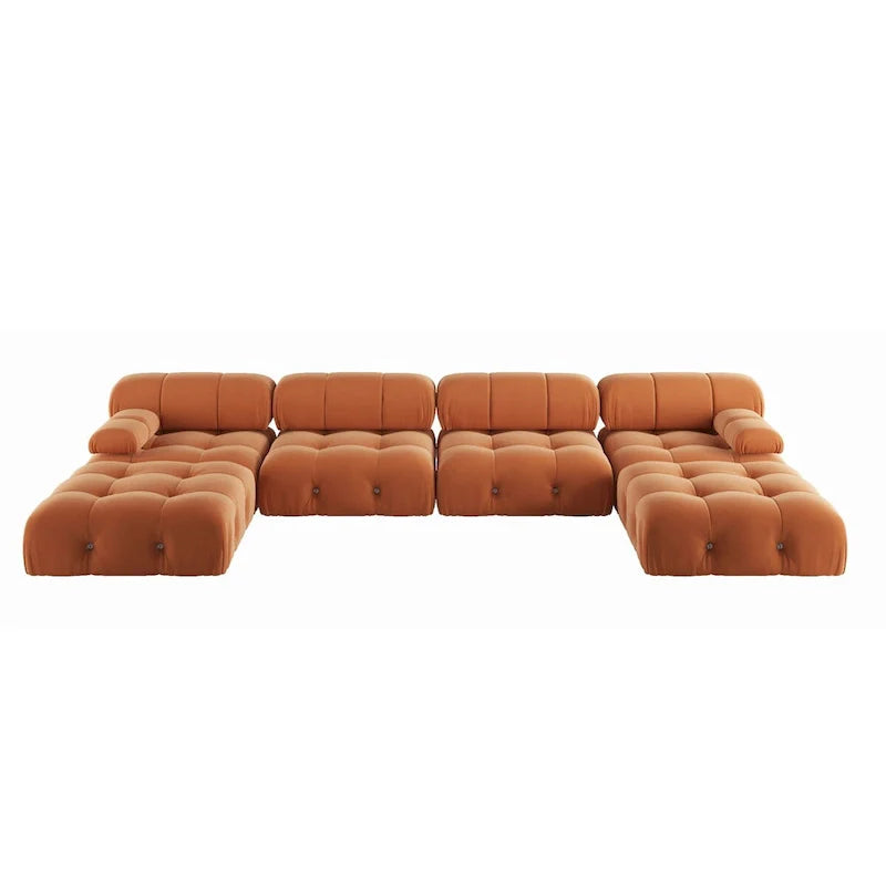 138 Canapé sectionnel modulable convertible, canapés et sofas minimalistes en velours en forme de U