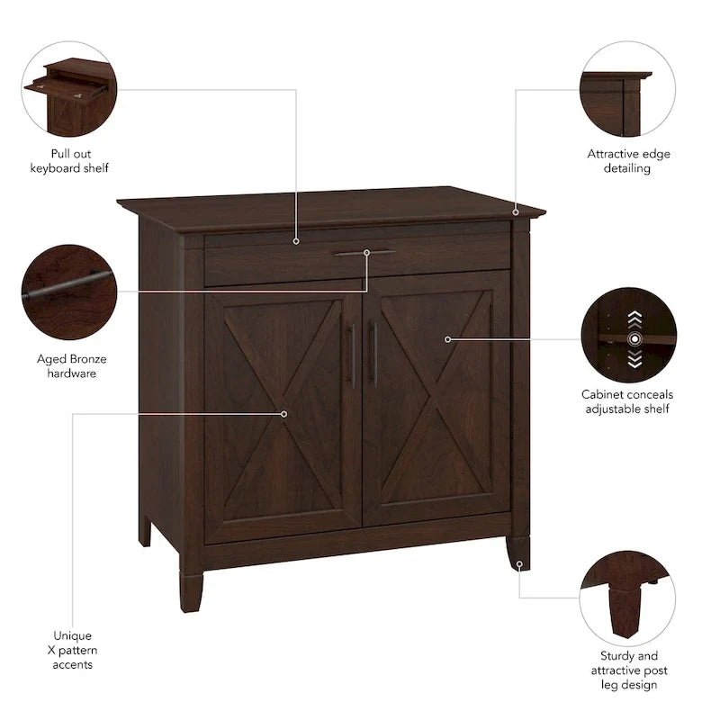 Secrétaire Key West avec meuble de rangement Bush Furniture