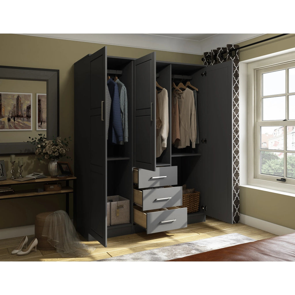 Palace Imports Armoire Cosmo 3 portes 100 % bois massif avec portes en bois massif ou portes miroir