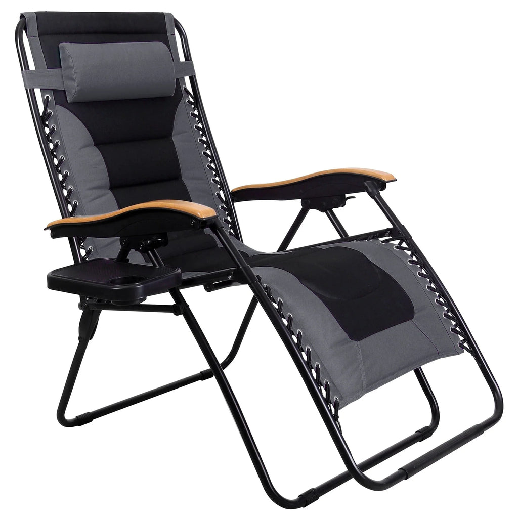 Fauteuil de relaxation zéro gravité XL surdimensionné rembourré avec accoudoirs plus larges et porte-gobelet réglable - N/A
