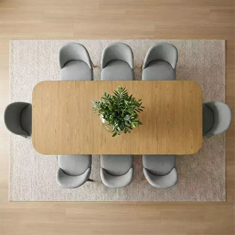 Ensemble de salle à manger 9 pièces pour 8 personnes, table à tréteaux extensible avec chaises rembourrées aux pieds en bois massif-Panipeachy