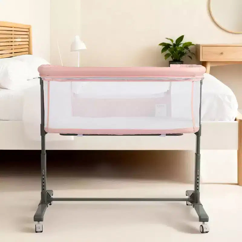 Berceau cododo à roulettes – Beige / Gris / Rose, pour 1 bébé