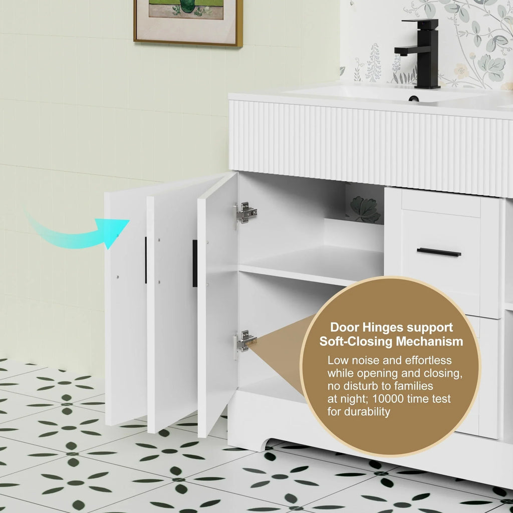Meuble-lavabo de salle de bain Wavy Line 30/36/48 avec évier et robinet