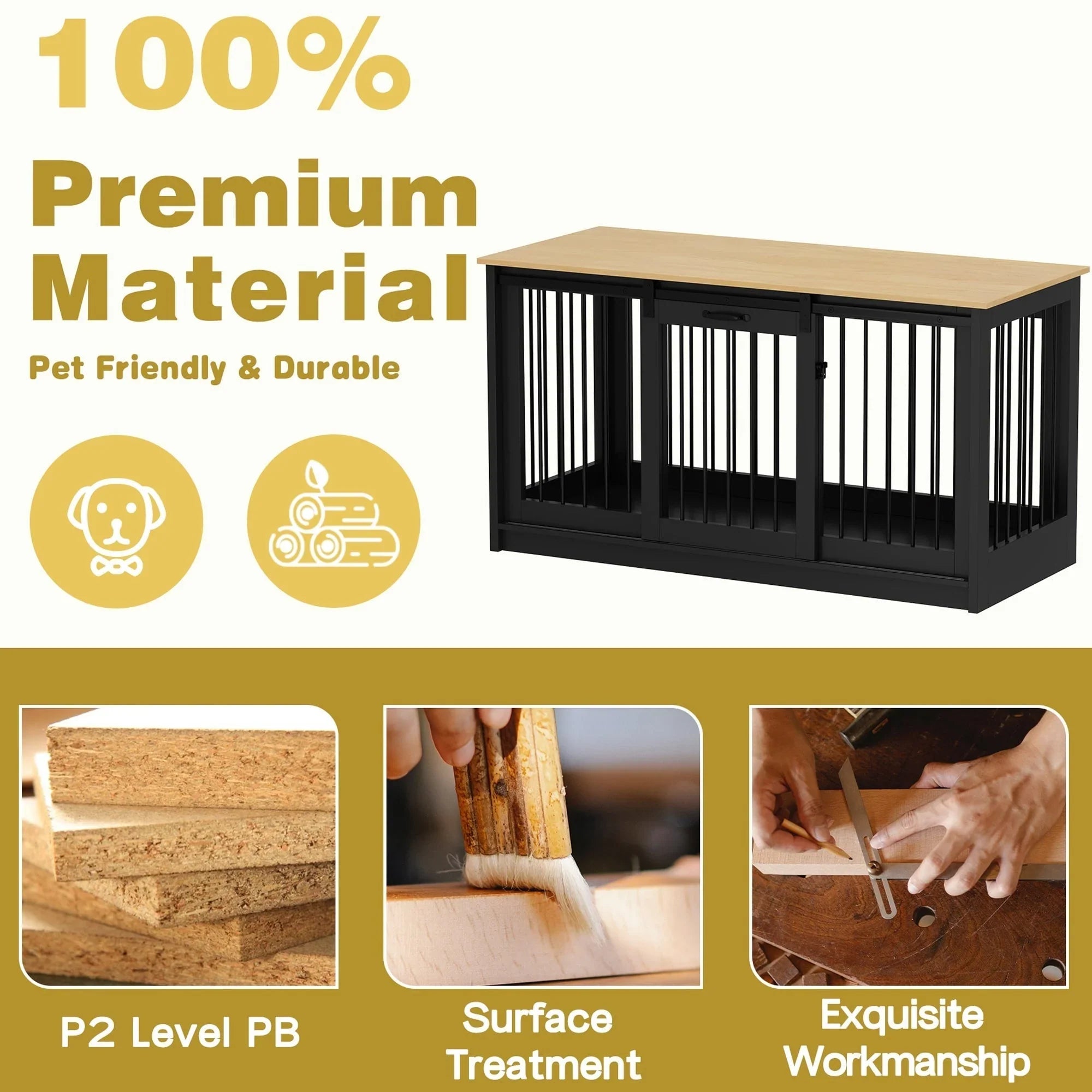 Résidence pour animaux de compagnie avec renfort en tube de fer Cage pour chien élégante et robuste