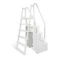 Escalier de piscine facile Blue Wave avec échelle extérieure pour piscines hors sol - 32,5 po L x 56 po P x 81 po H