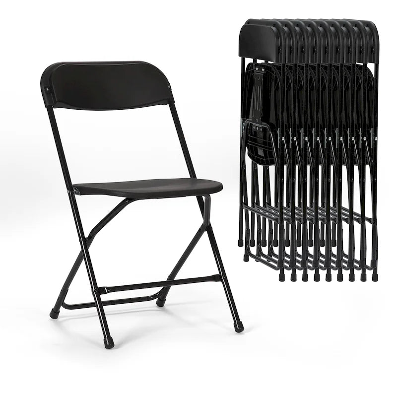 Chaise pliante en plastique, lot de 10, capacité de 158 kg pour événements, bureau, mariage, fête, pique-nique, cuisine, salle à manger