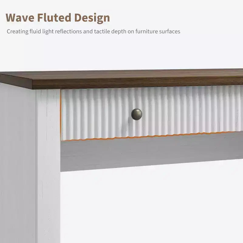 Meuble de rangement de bureau cannelé, bureau de direction moderne de 54 po avec station de recharge, bureau d'ordinateur en bois avec tiroirs classeurs pour bureau d'étude