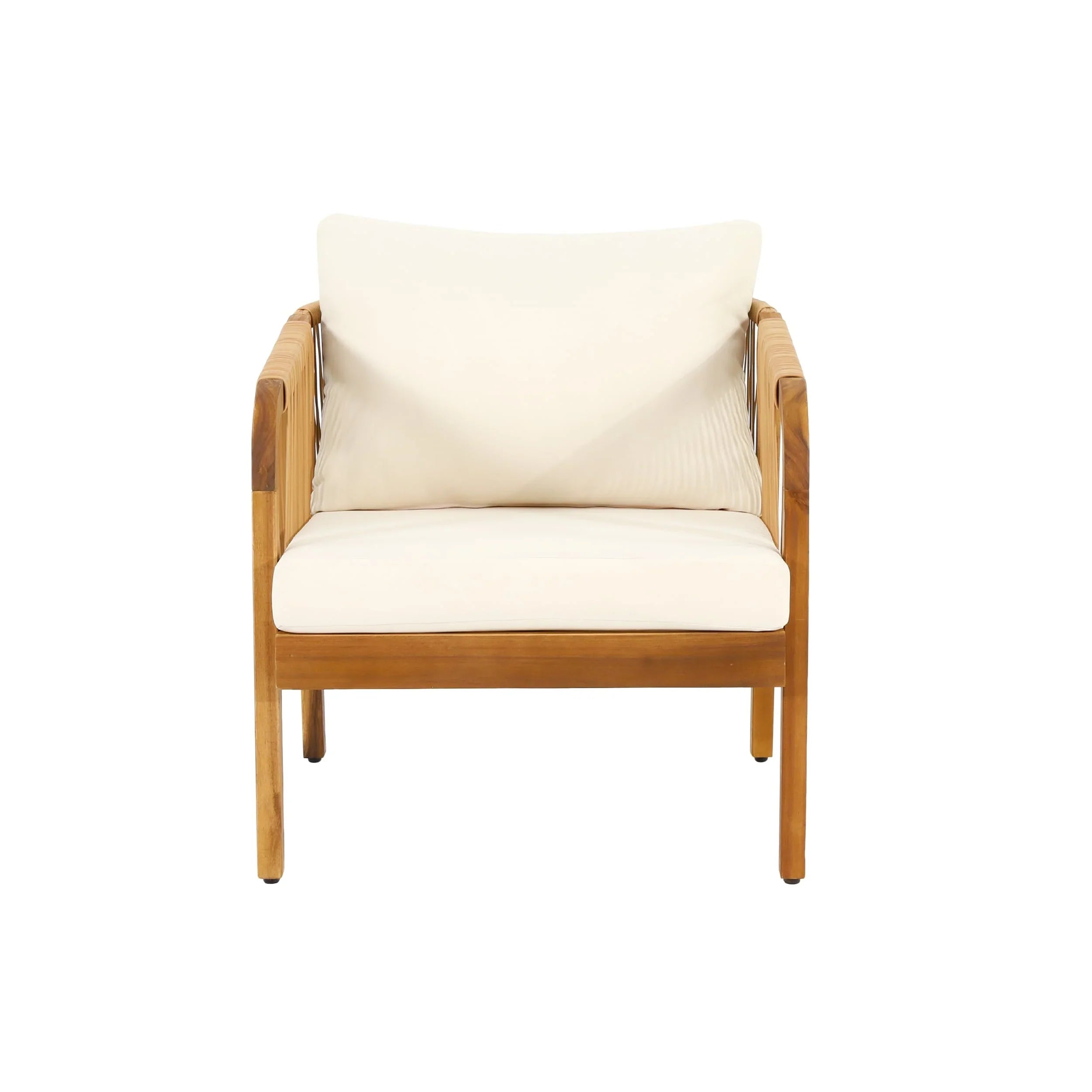 Ensemble de fauteuils de club en bois d'acacia et osier Jabe Outdoor de Christopher Knight Home