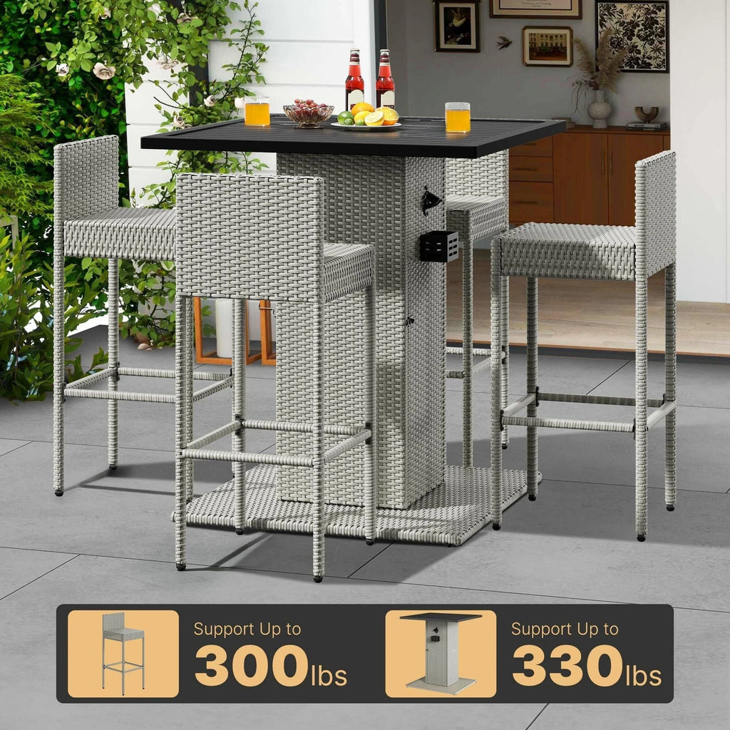 Ensemble de bar extérieur en osier Moasis 5 pièces - 5 PCS