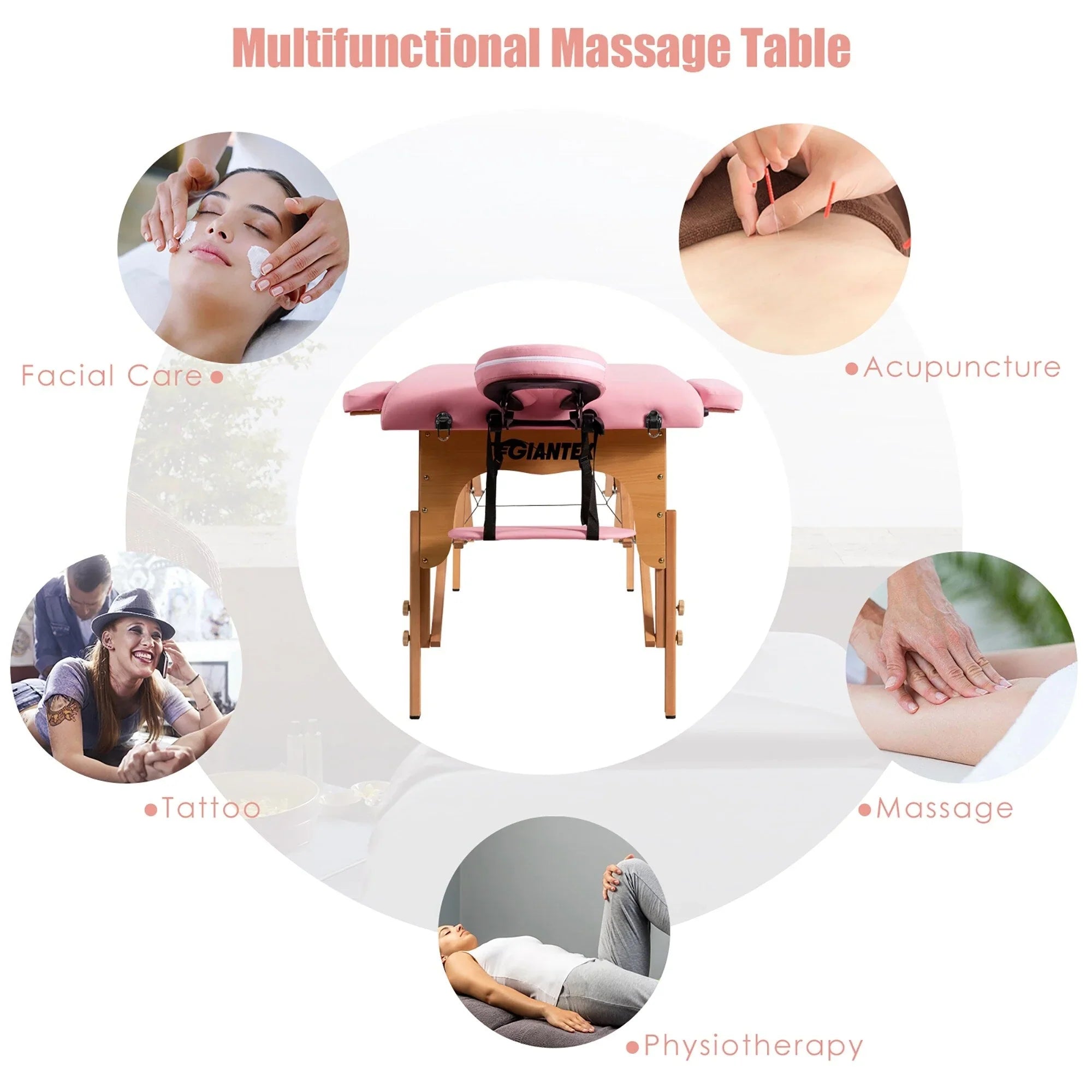 Table de Massage Portable 84L Réglable pour Soins du Visage, Tatouage, avec Housse de Transport