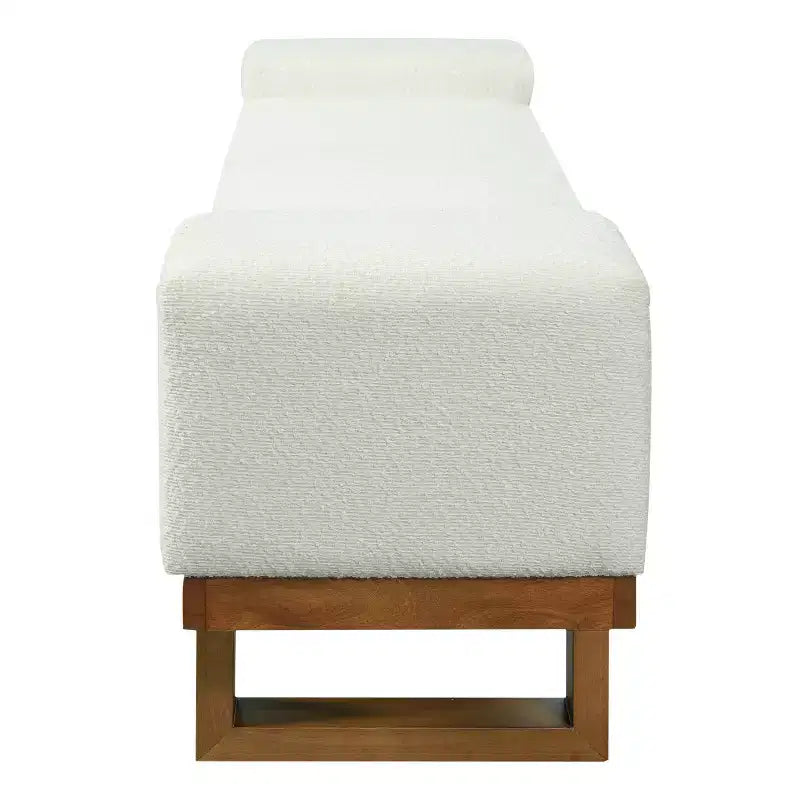 Banc rembourré Paulina moderne en bois d'hévéa et tissu bouclé Christopher Knight Home