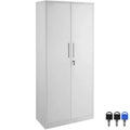 Armoire de rangement en métal VEVOR, armoire de rangement en acier verrouillable avec 2 portes magnétiques et 4 étagères réglables, armoire métallique de 71'' de capacité 200 lbs, blanche