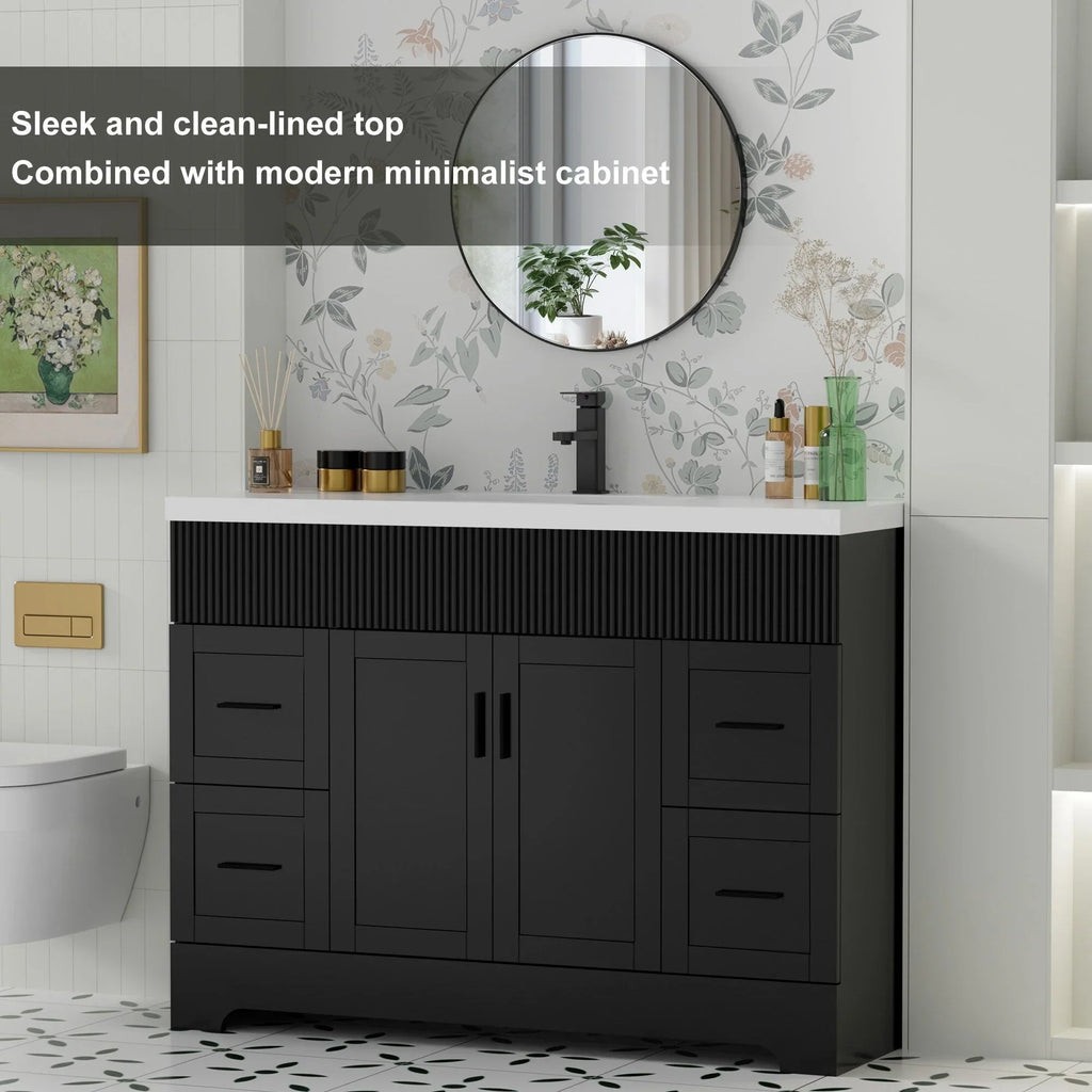 Meuble-lavabo de salle de bain Wavy Line 30/36/48 avec évier et robinet